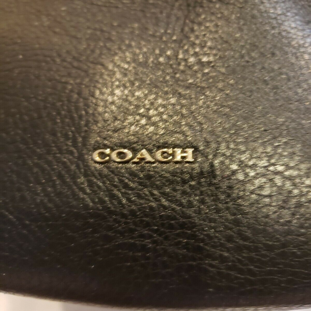 COACH HANDBAG BLACK LEATHER SHOULDER BAG TOTE HOBO - Picture 6 of 8